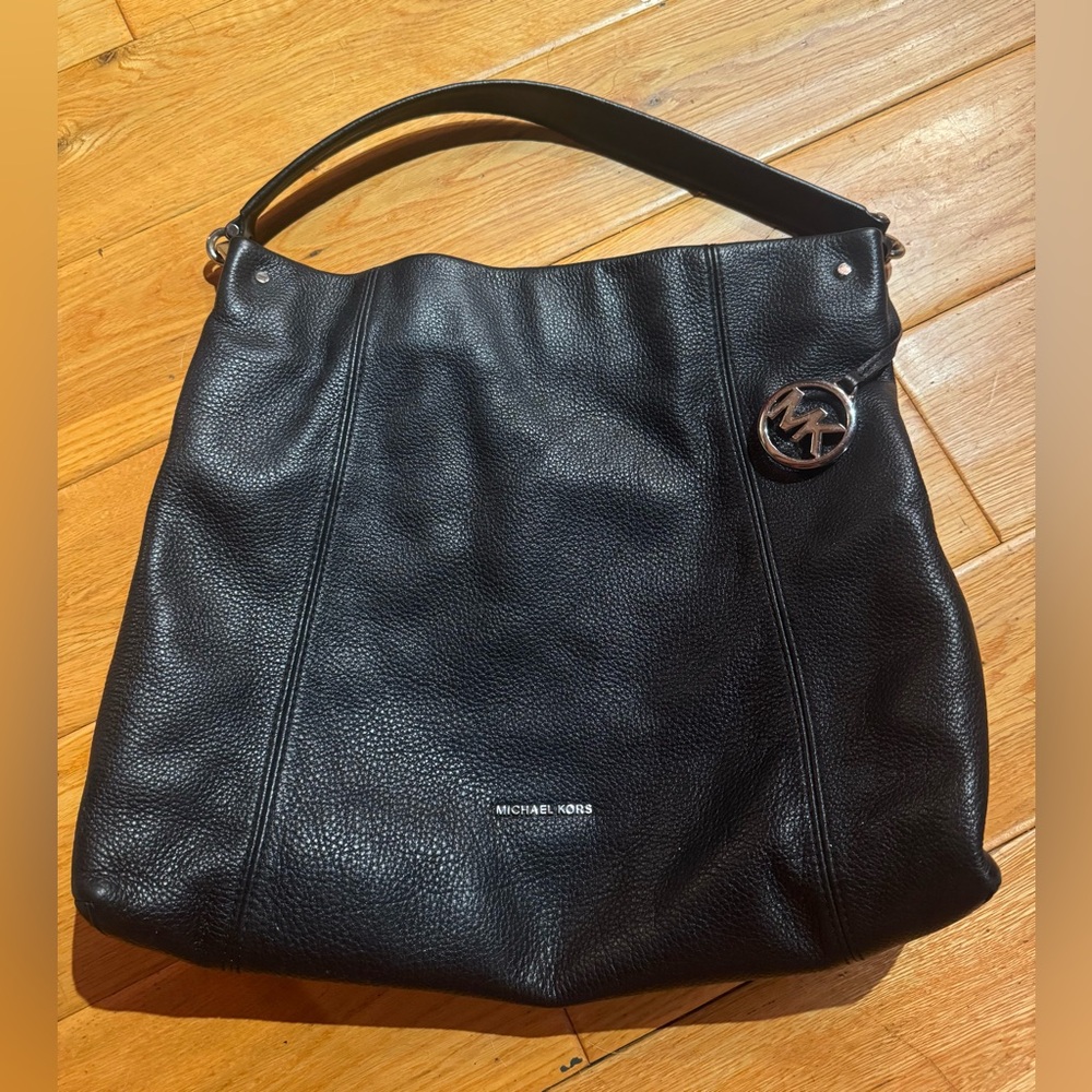 Michael Kors Black Pebbled Leather Shoulder Bag